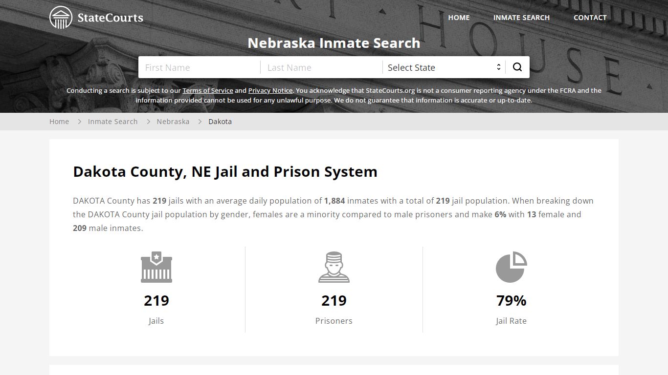 Dakota County, NE Inmate Search - StateCourts