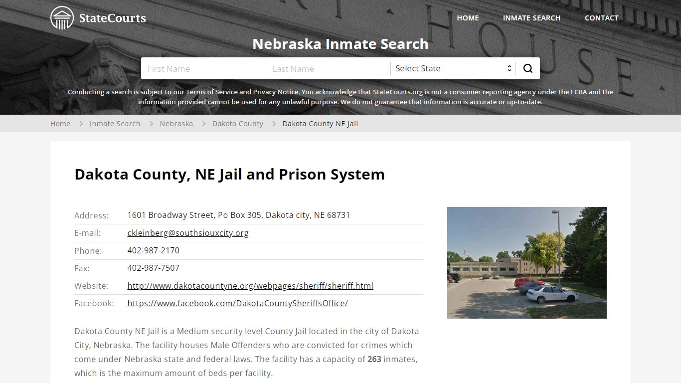 Dakota County NE Jail Inmate Records Search, Nebraska - StateCourts